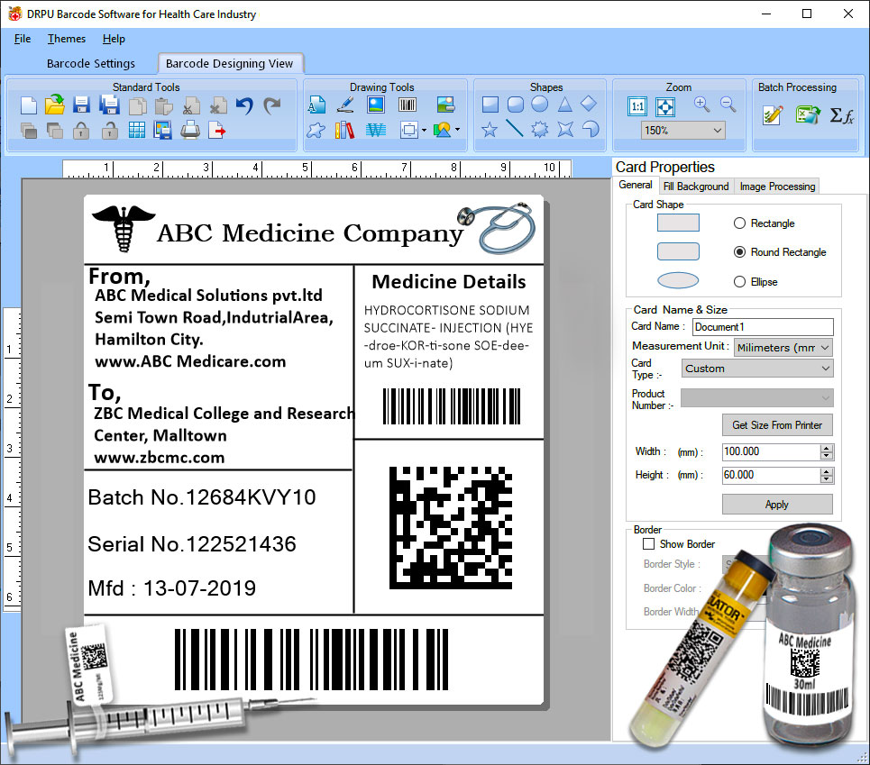 Medical Industry Barcode labels Software screenshot