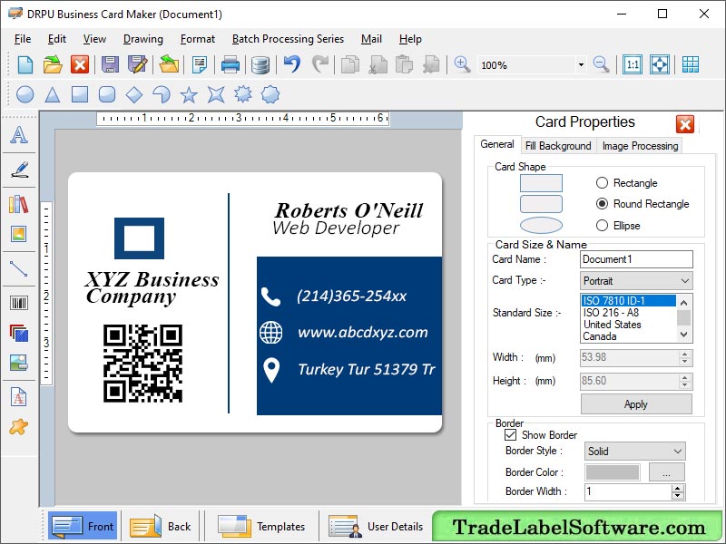Screenshot of Business Cards Maker Program