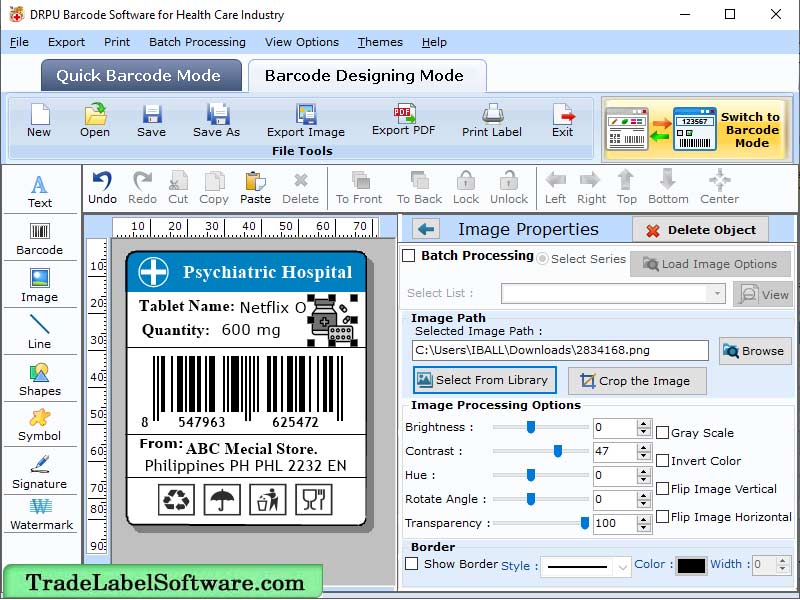 Screenshot of Pharmacy Barcode Software