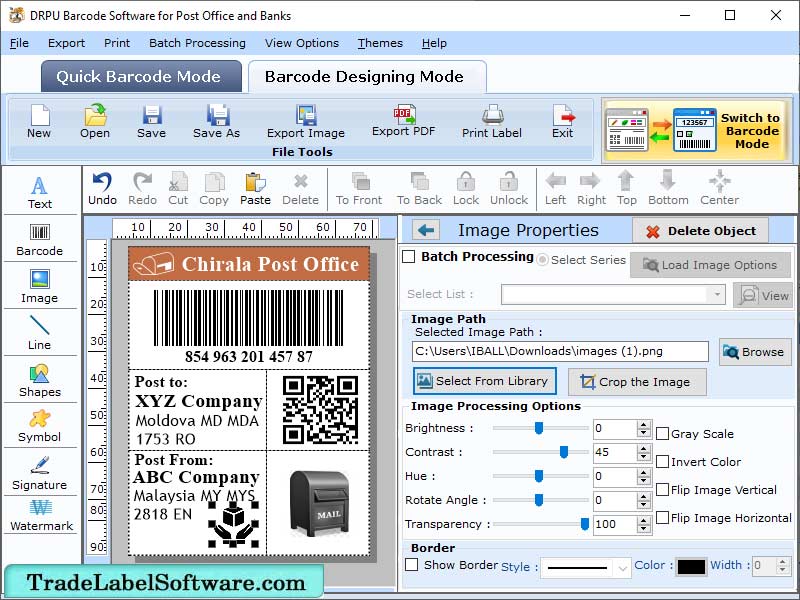 Postal Barcode Generator Program