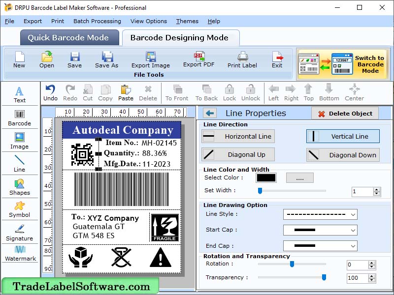 Professional Barcode Label Software screenshot