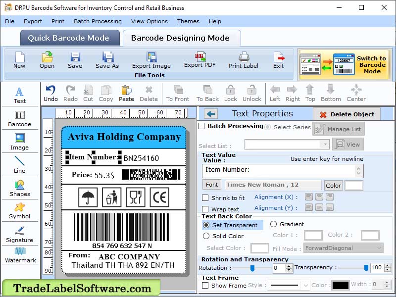 Windows 7 Inventory Trade Label Software 9.5.2.2 full