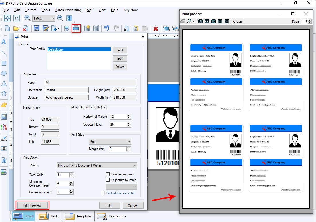 ID maker software printable employee student identification card