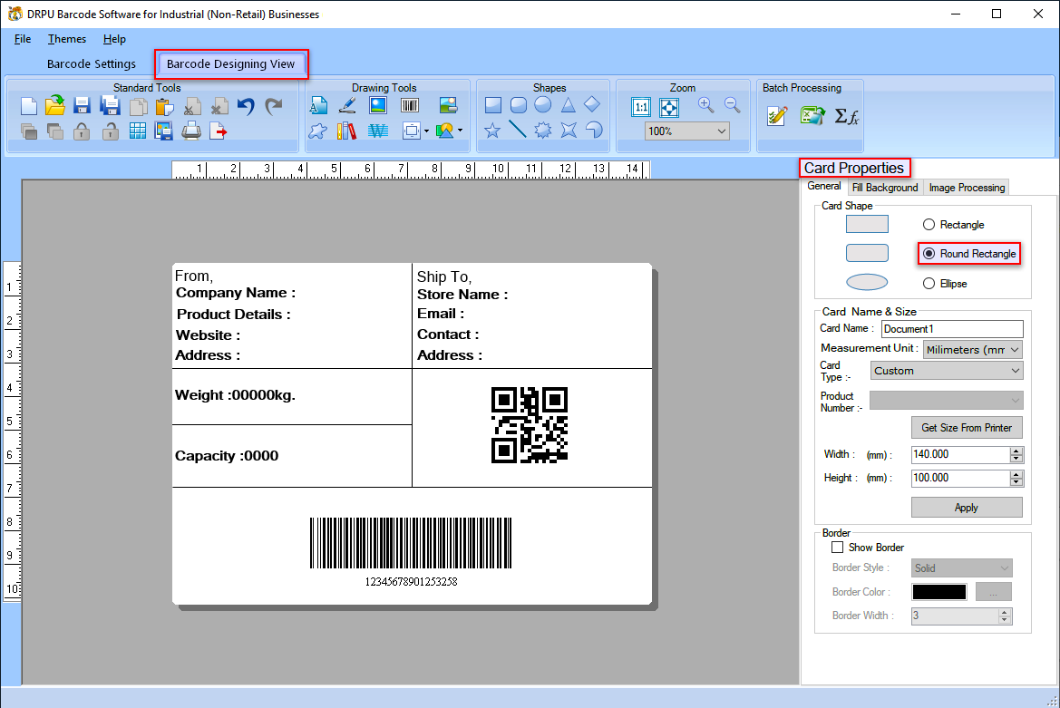 Barcode Designing View