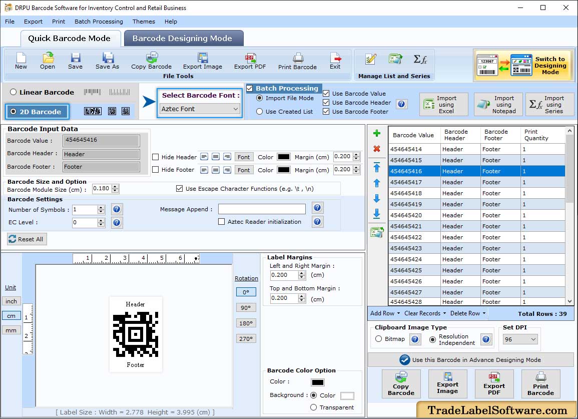Quick Barcode Mode