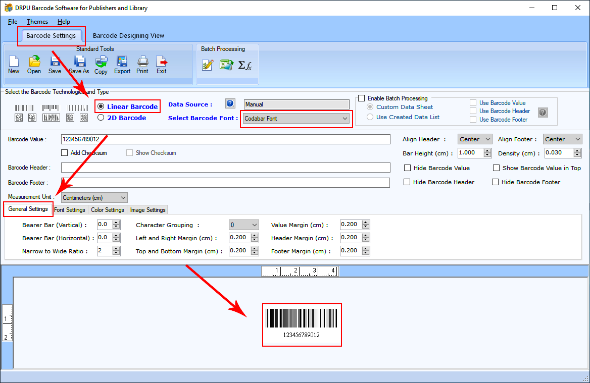 Barcode Settings Barcode Settings