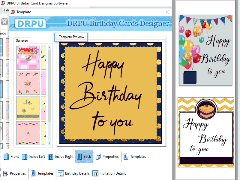 Screenshot of Custom Birthday Card Designing Software