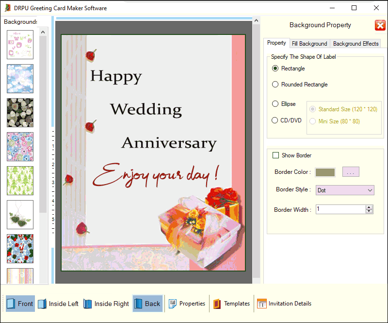Screenshot of Greeting Cards Printing Application