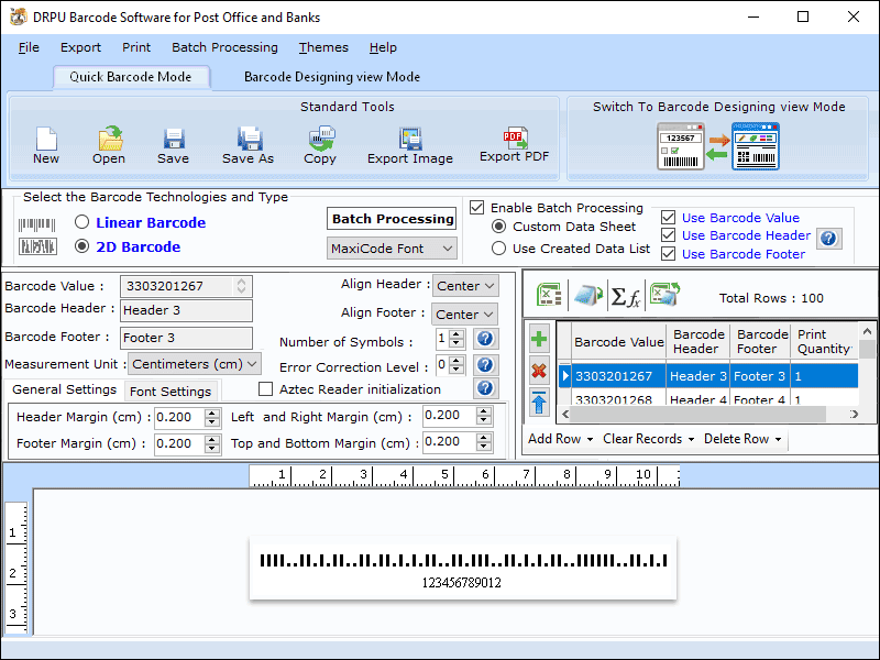 Screenshot of Shipping Barcode Label Generator Excel