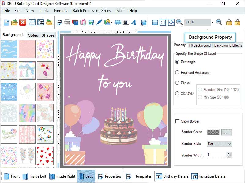 Screenshot of Excel Birthday Greeting Cards Maker