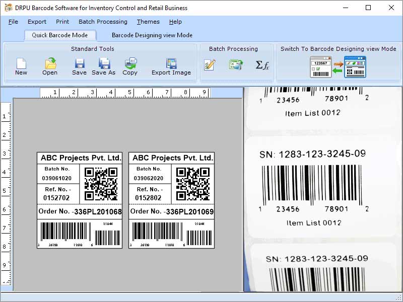 Retail Barcoding & Labeling Application Screenshot