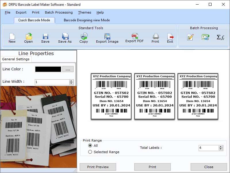 Screenshot of Business Barcode Labeling Software