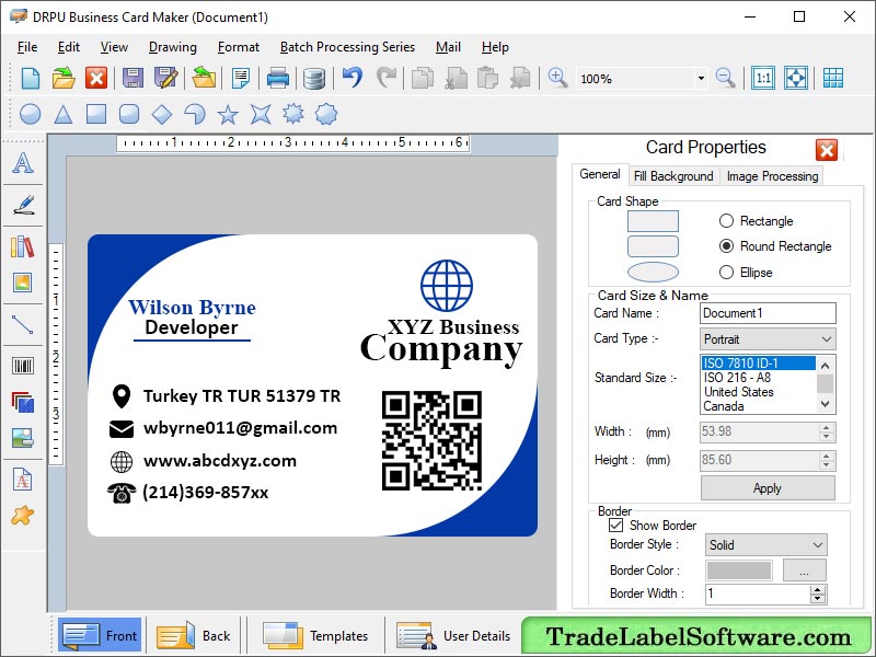 Screenshot of Design Business Card Software
