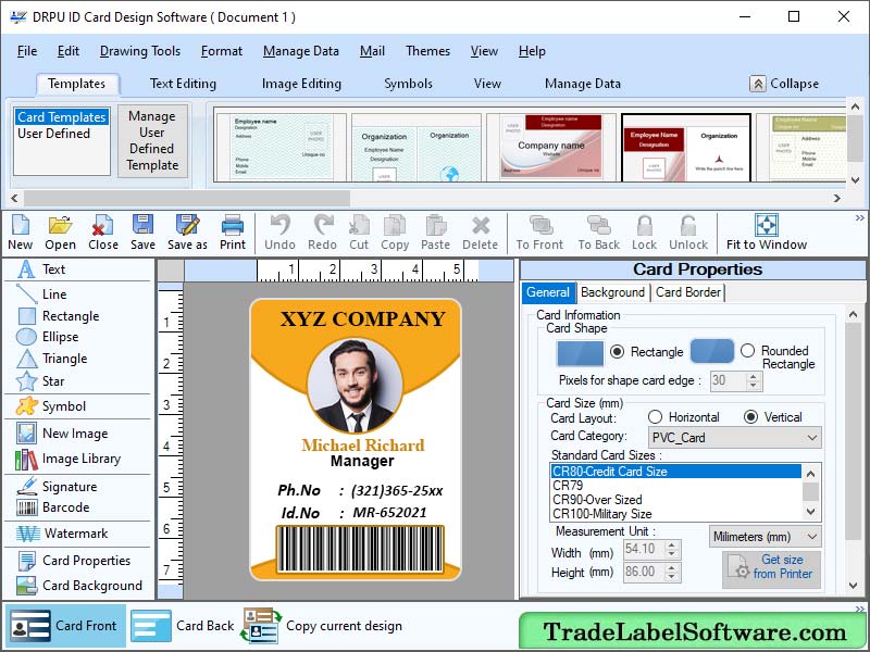 Screenshot of ID Card Maker Software